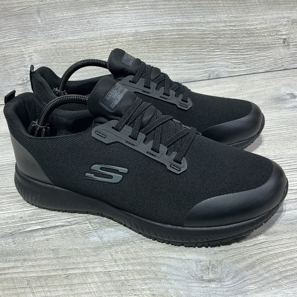 Skechers Work Memory Foam Relaxed Fit Shoes Womens Size 11 Wide Black SN 77222W